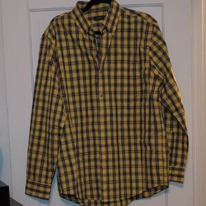 Arrow Men's Yellow and Black Plaid Shirt